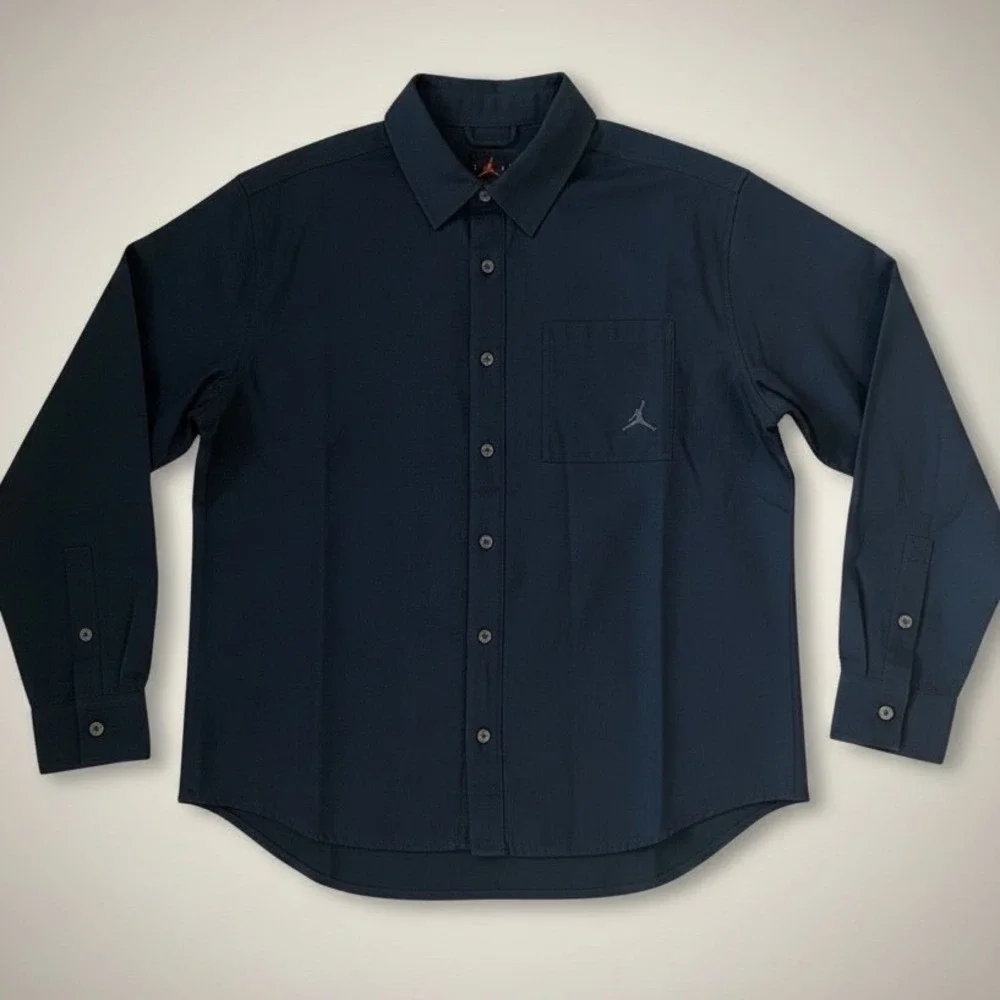 Nike Jordan Essentials Mens Button Down Shirt Black FV7446-010 Medium NWT